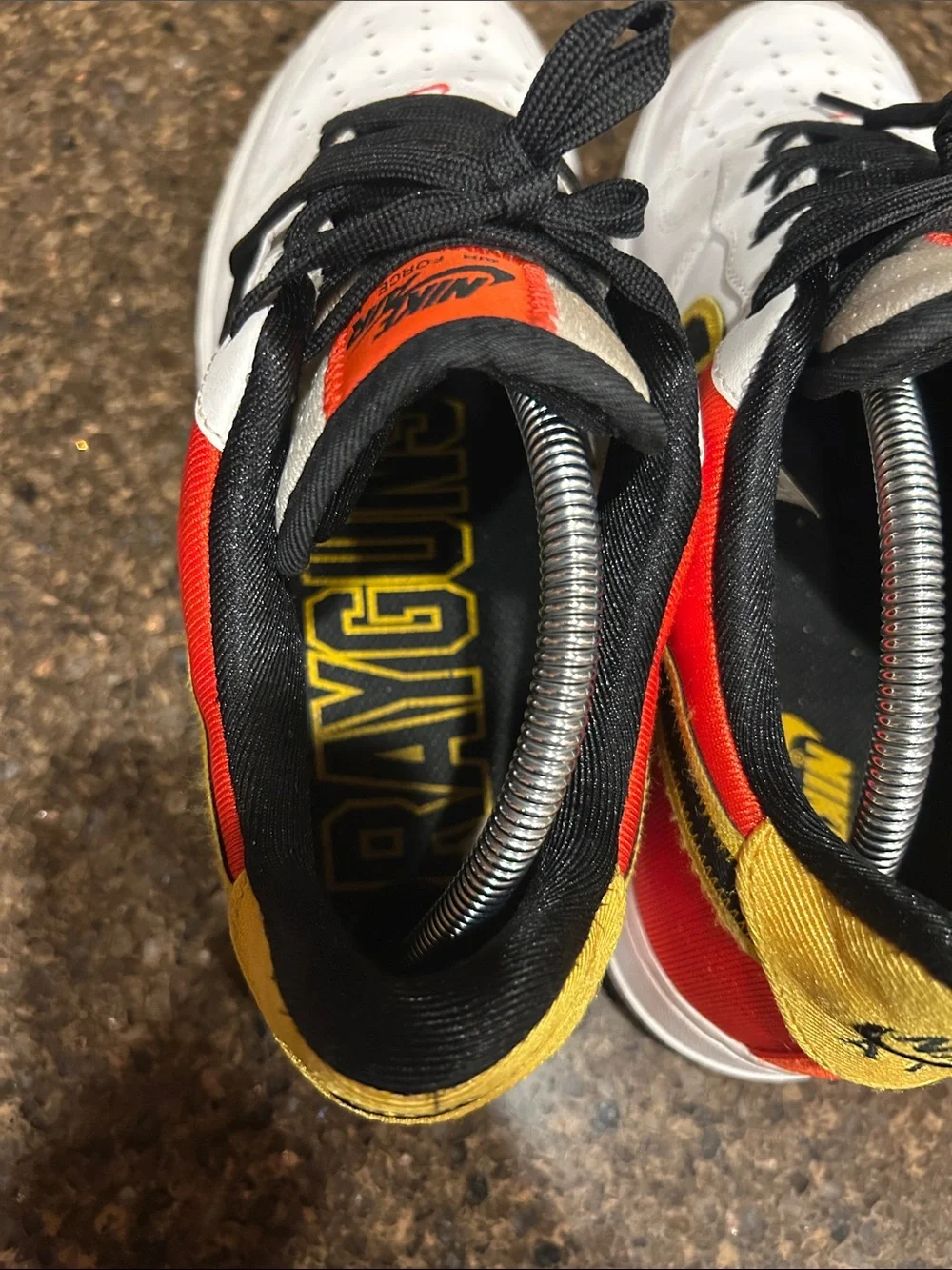 Men Nike Air Force 1 Low — White with Black, Orange & Yellow